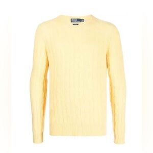 Polo Ralph Lauren Yellow Crewneck Cashmere Cable Knit Sweater